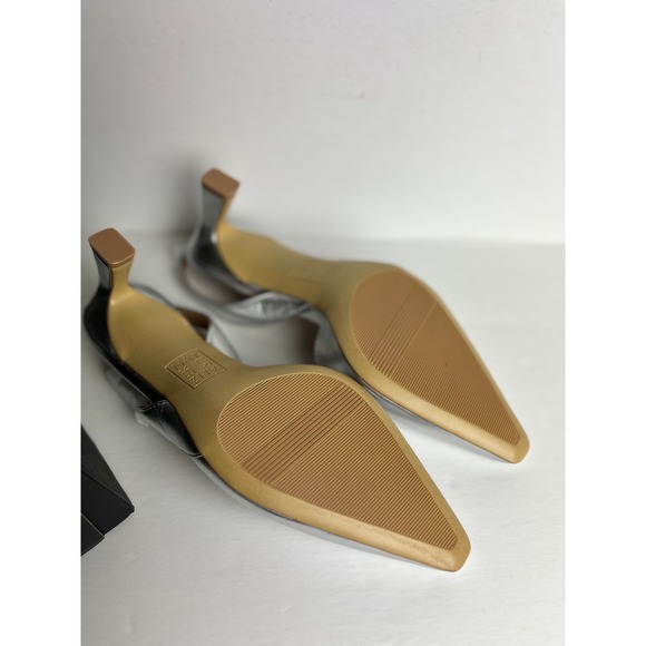 Naturalizer Dalary Silver Leather Pointed Toe Slingback Heel Shoes Size 7 - Picture 3 of 5